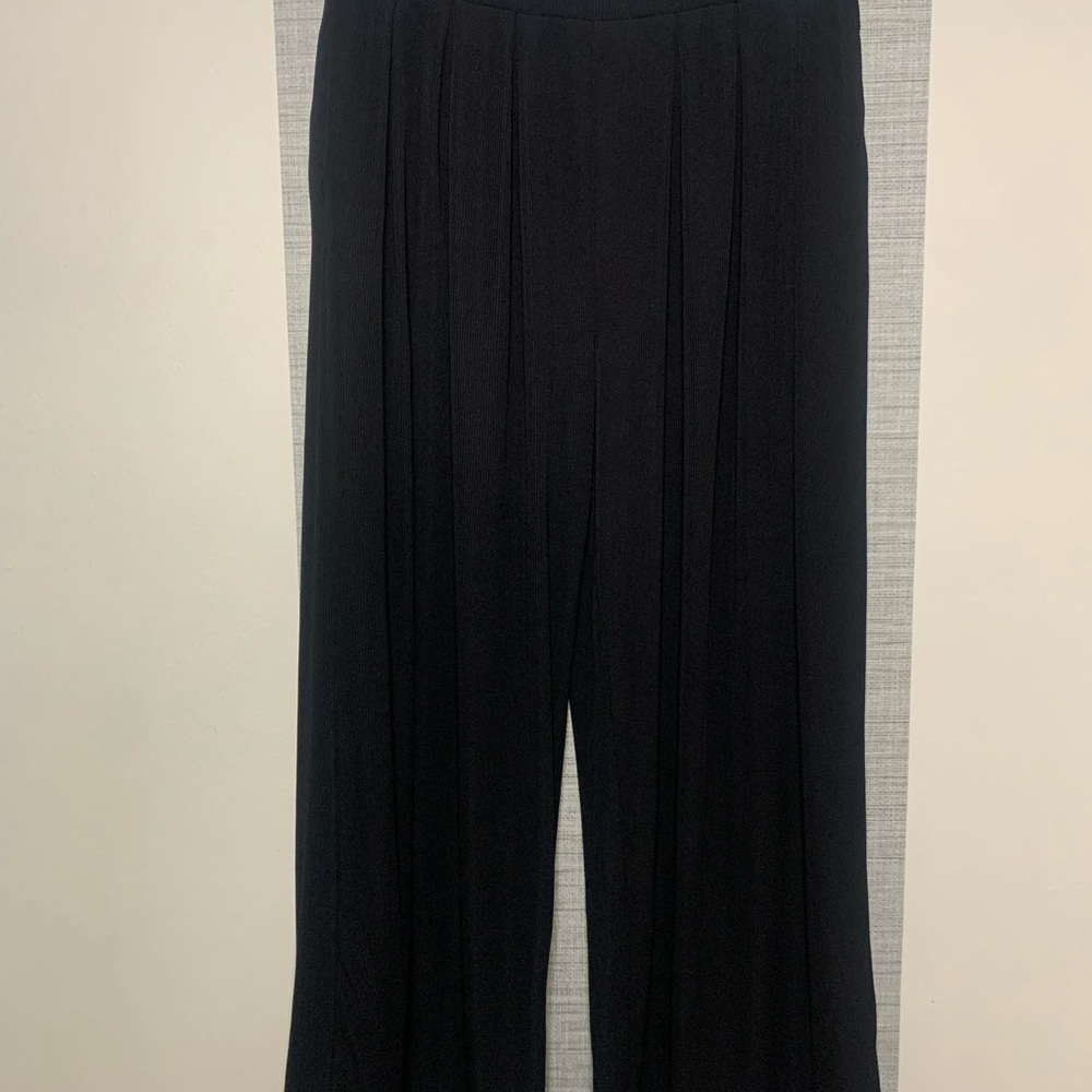 HALARA Elegant Black Women's Pants Wide Leg Ribbed